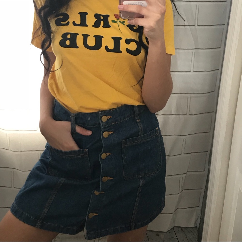 Button front jean skirt